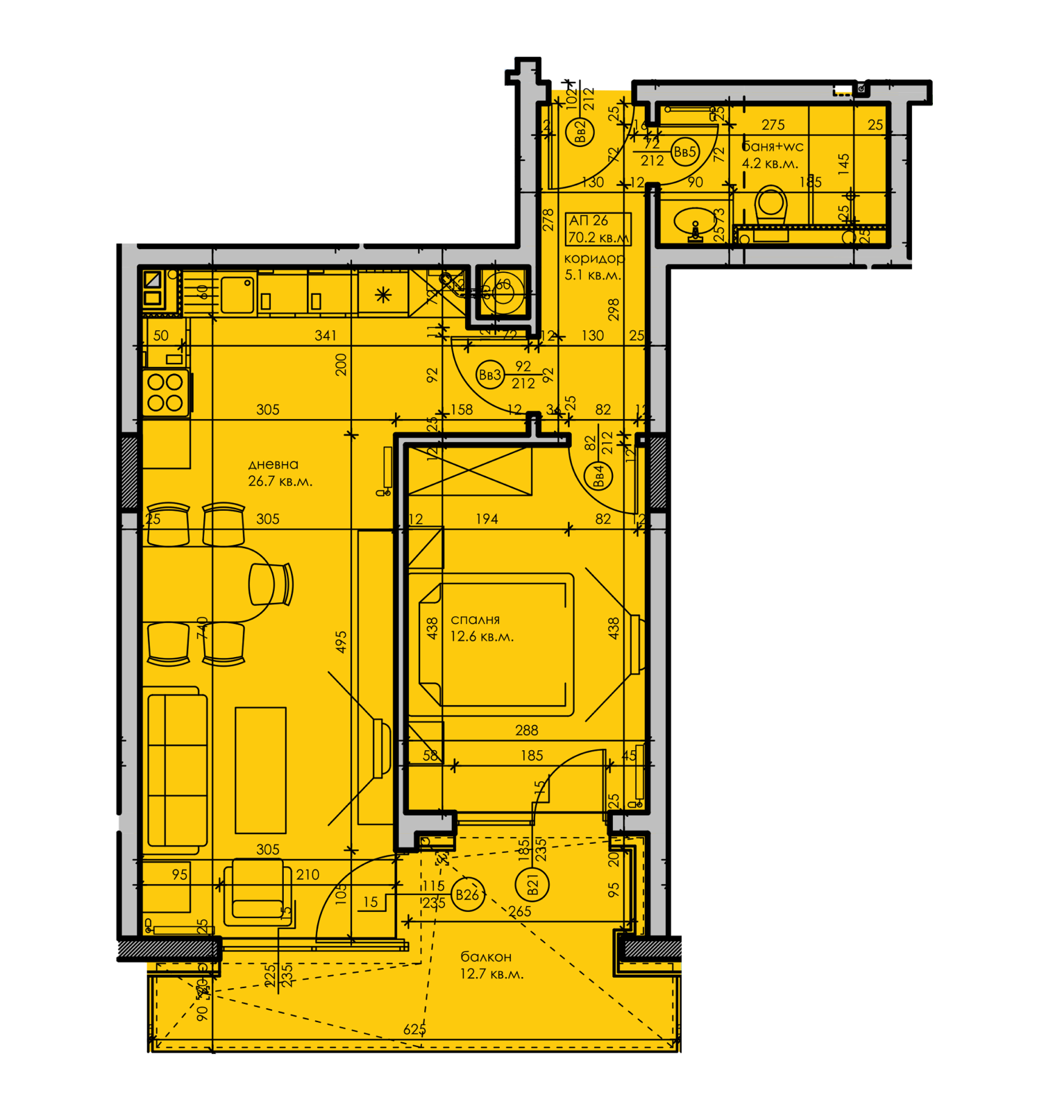 Схема разпределение Апартамент 26