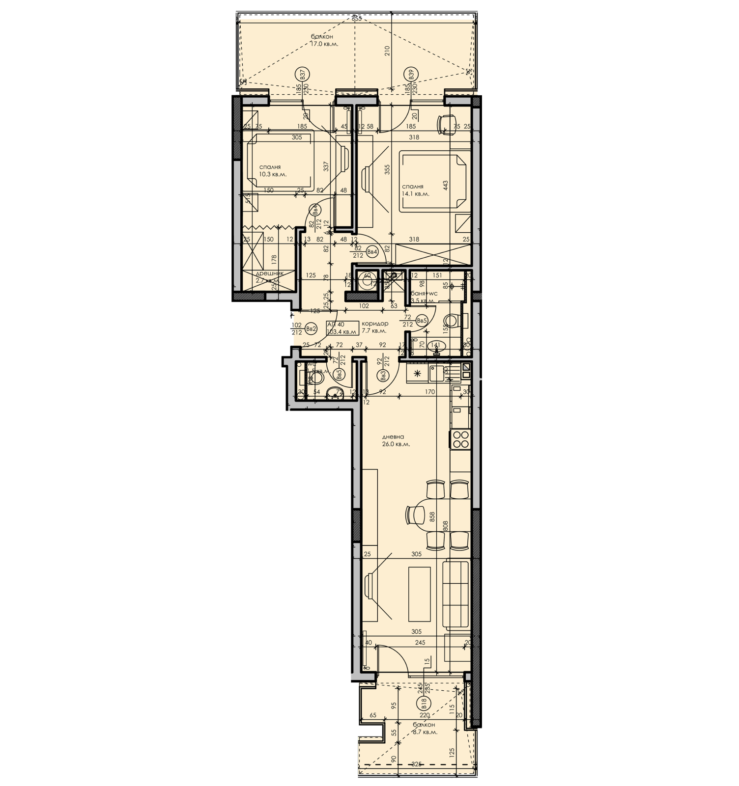 Схема разпределение Апартамент 40