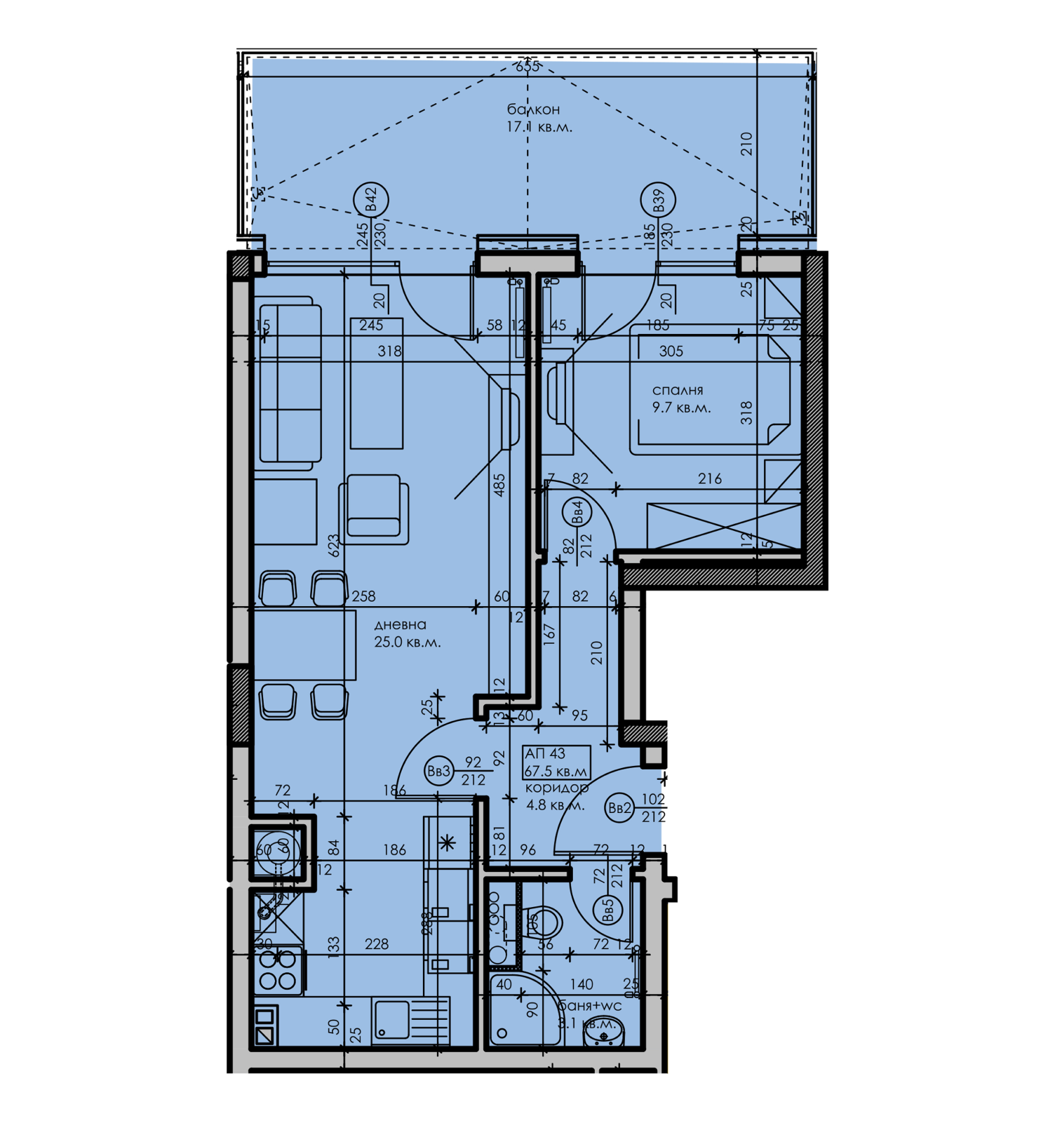 Схема разпределение Апартамент 43