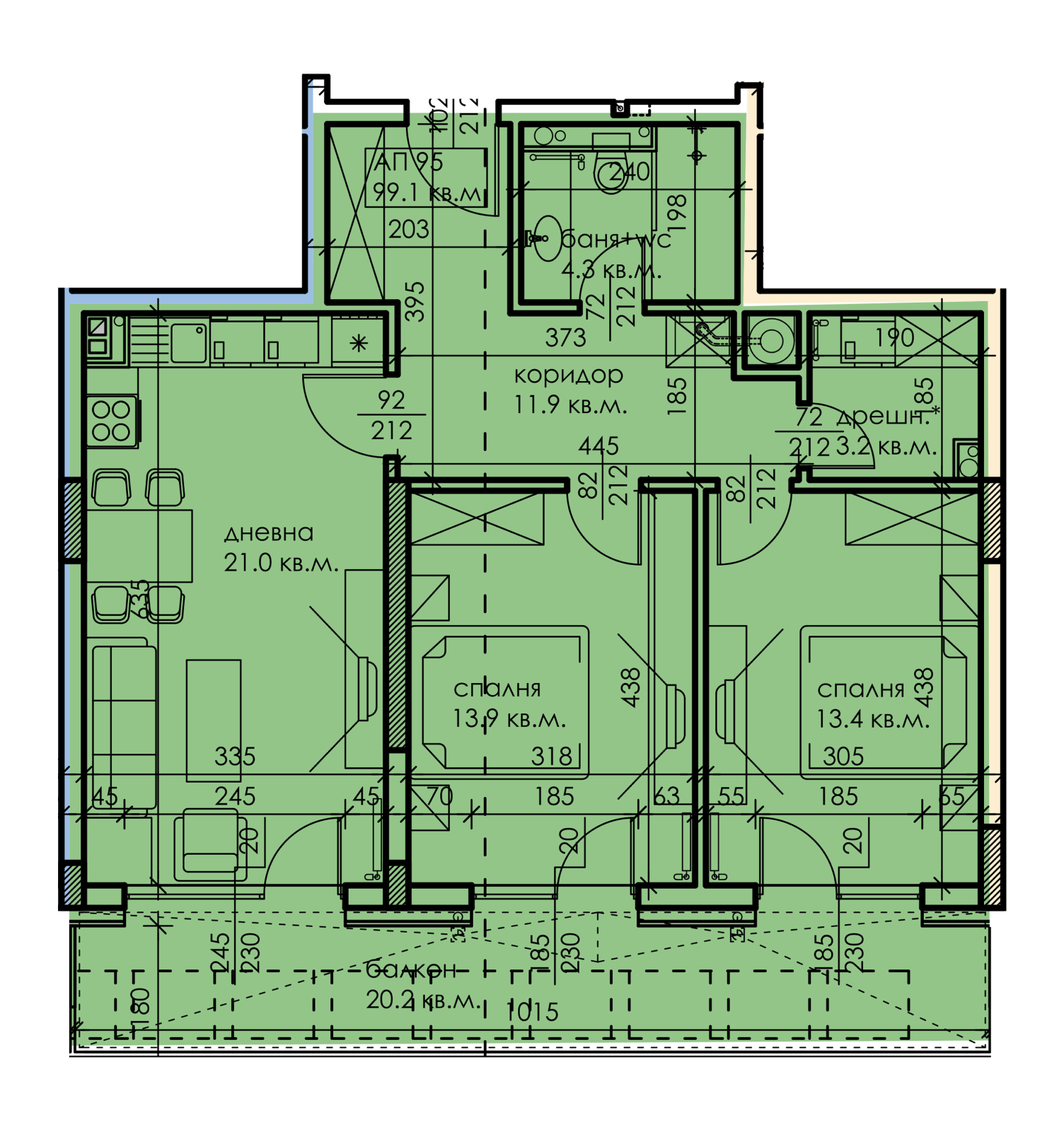Схема разпределение Апартамент 95